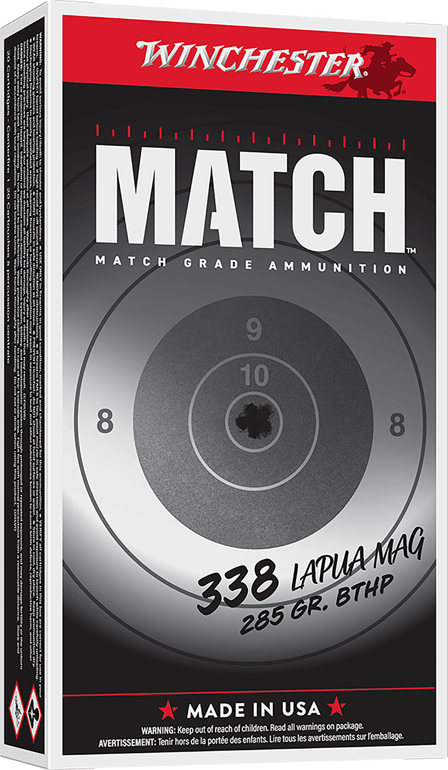 Winchester .338 Lapua 285gr BOAT TAIL HOLLOW POINT N/A – 20rd